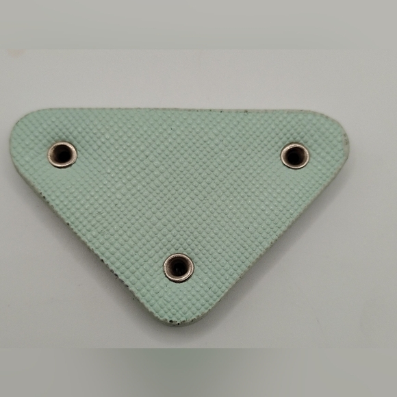 Prada Light Green and Silver Logo Emblem Patch Authentic - Picture 2 of 2